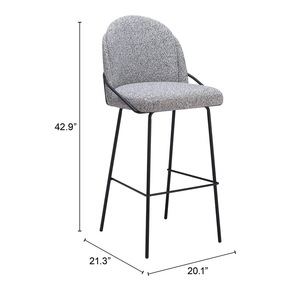 Banco Alto para Cantina - ZUO JAMBI - Varios Colores - Asiento y Respaldo Tapizados en Tela Tipo Borrego - 109968 - Zuo - NOGAL BEAT - Banco Comercial