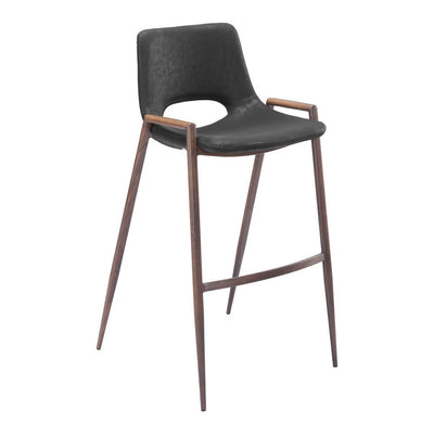 Banco Alto para Comedor de Empresa - ZUO DESI 53x55 101697 - Varios Colores - Asiento y Respaldo Tapizados en Piel Sintética - 101697 - Zuo - NOGAL BEAT - Banco Comercial