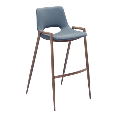 Banco Alto para Comedor de Empresa - ZUO DESI 53x55 101698 - Varios Colores - Asiento y Respaldo Tapizados en Piel Sintética - 101698 - Zuo - NOGAL BEAT - Banco Comercial