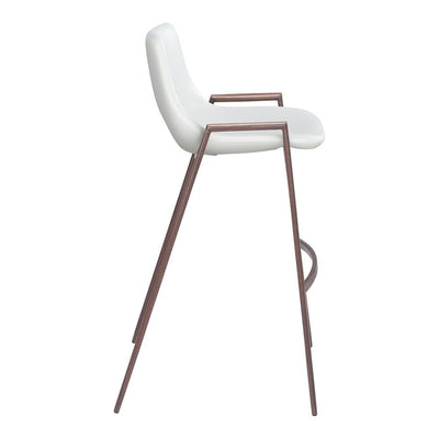 Banco Alto para Comedor de Empresa - ZUO DESI 53x55 109070 - Varios Colores - Asiento y Respaldo Tapizados en Piel Sintética - 109070 - Zuo - NOGAL BEAT - Banco Comercial