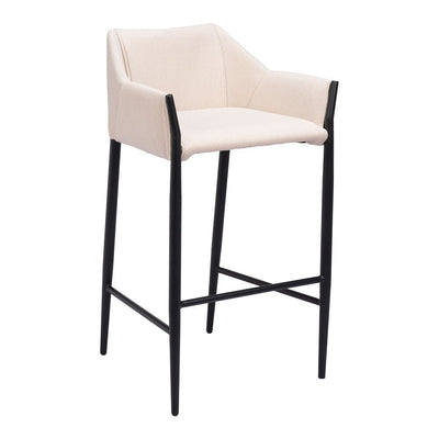 Banco Alto para Restaurante - ZUO ANDOVER - Beige - Asiento y Respaldo Tapizados - 110170 - Zuo - NOGAL BEAT - Banco Comercial