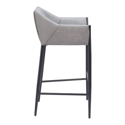 Banco Alto para Restaurante - ZUO ANDOVER - Gris Pizarra - Asiento y Respaldo Tapizados en Lino Sintético - 110169 - Zuo - NOGAL BEAT - Banco Comercial