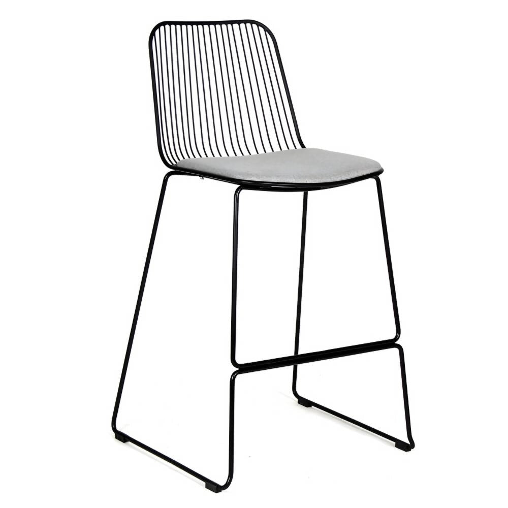 Banco Alto para Terraza Anticorrosivo - NOGAL BEAT IRON - Asiento Acojinado Repelente a Agua y Estructura Acero - BANCO IRON - MDO - NOGAL BEAT - Banco de Terraza
