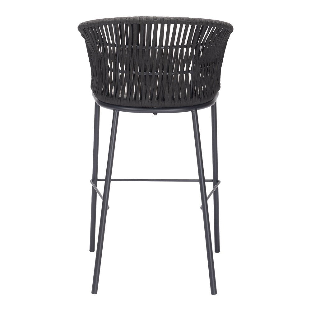 Banco Alto para Terraza y Barra Exterior - ZUO FREYCINET - Varios Colores - Asiento y Respaldo Tapizados con Tela para Exterior - 703989 - Zuo - NOGAL BEAT - Banco de Terraza