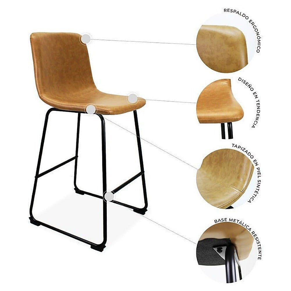Banco Bajo de Barra y Desayunador - KINGSTRONG PHOENIX BANC0904143 - Varios Colores - Asiento y Respaldo Tapizados - BANC0904143 - Mundo In - NOGAL BEAT - Banco Comercial