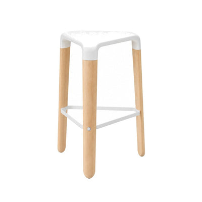 Banco Bajo para Barra - INFINITI PICAPAU STOOL H65.3 - Varios Colores - Asiento de Polipropileno y Estructura de Madera - 113-2860I-BCO-ESP - Infiniti - NOGAL BEAT - Banco Comercial