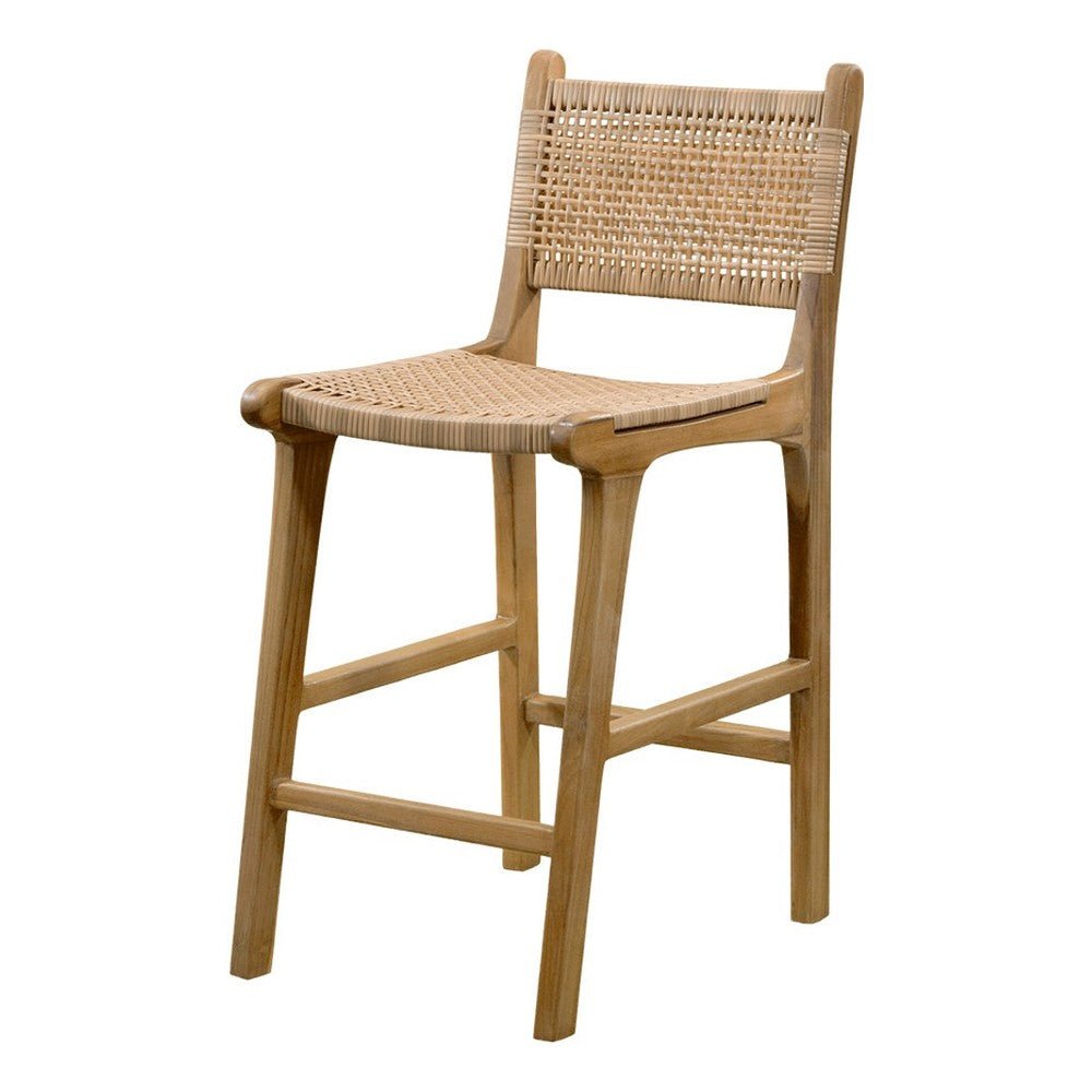 Banco Bar para Terraza - NOGAL BEAT CORDELIA - Natural - Madera Teca y Polyrattan. Bar - BANCO BAR CORDELIA 74-110 Natural - CAMCO - NOGAL BEAT - Banco de Terraza