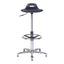 Banco de Oficina Kit Cajero Ergonómico - VERSA ALTUS PLAK NIUM - Estructura Aluminio - Altura 52 a 78 cm - Asiento Cola de Pato con Acojinamiento Pu Soporte - AL-192 - VERSA - NOGAL BEAT - Silla Kit Cajero