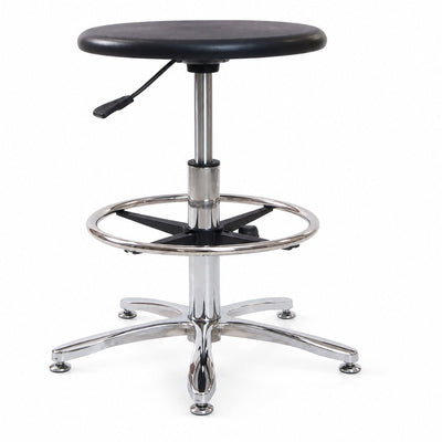 Banco de Oficina Kit Cajero - VERSA ALTUS PLAK POINT - Estructura Aluminio - Altura 52.5 a 78.5 cm - Asiento Redondo con Acojinamiento Pu - AL-194 - VERSA - NOGAL BEAT - Silla Kit Cajero