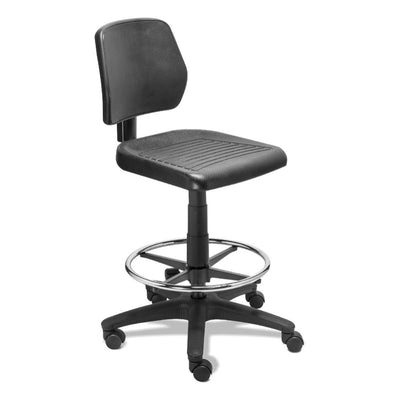 Banco Industrial de Trabajo - REQUIEZ NERI - Negra - Con Descansapiés - Asiento y Respaldo en Poliuretano - RI-100/40 - Requiez - NOGAL BEAT - Silla Industrial