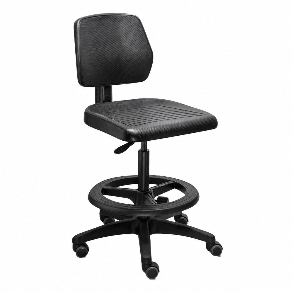 Banco Industrial de Trabajo - REQUIEZ NERI - Negra - Con Descansapiés - Asiento y Respaldo en Poliuretano - RI-100/45 - Requiez - NOGAL BEAT - Silla Industrial