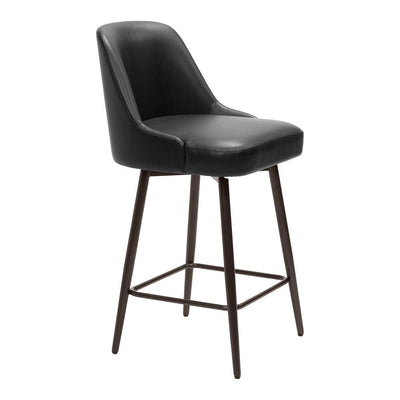 Banco Mostrador para Bar y Barra - ZUO KEPPEL - Varios Colores - Asiento y Respaldo Tapizados en Piel Sintética - 109973 - Zuo - NOGAL BEAT - Banco Comercial