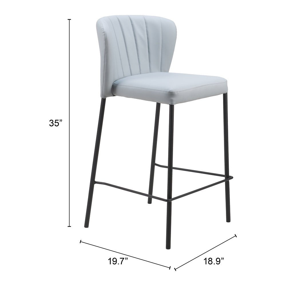 Banco Mostrador para Bar y Barra - ZUO LINZ - Varios Colores - Asiento y Respaldo Tapizados en Piel Sintética - 109781 - Zuo - NOGAL BEAT - Banco Comercial