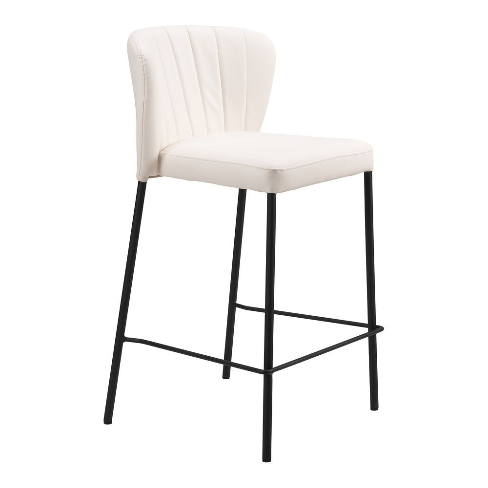 Banco Mostrador para Bar y Barra - ZUO LINZ - Varios Colores - Asiento y Respaldo Tapizados en Piel Sintética - 109780 - Zuo - NOGAL BEAT - Banco Comercial