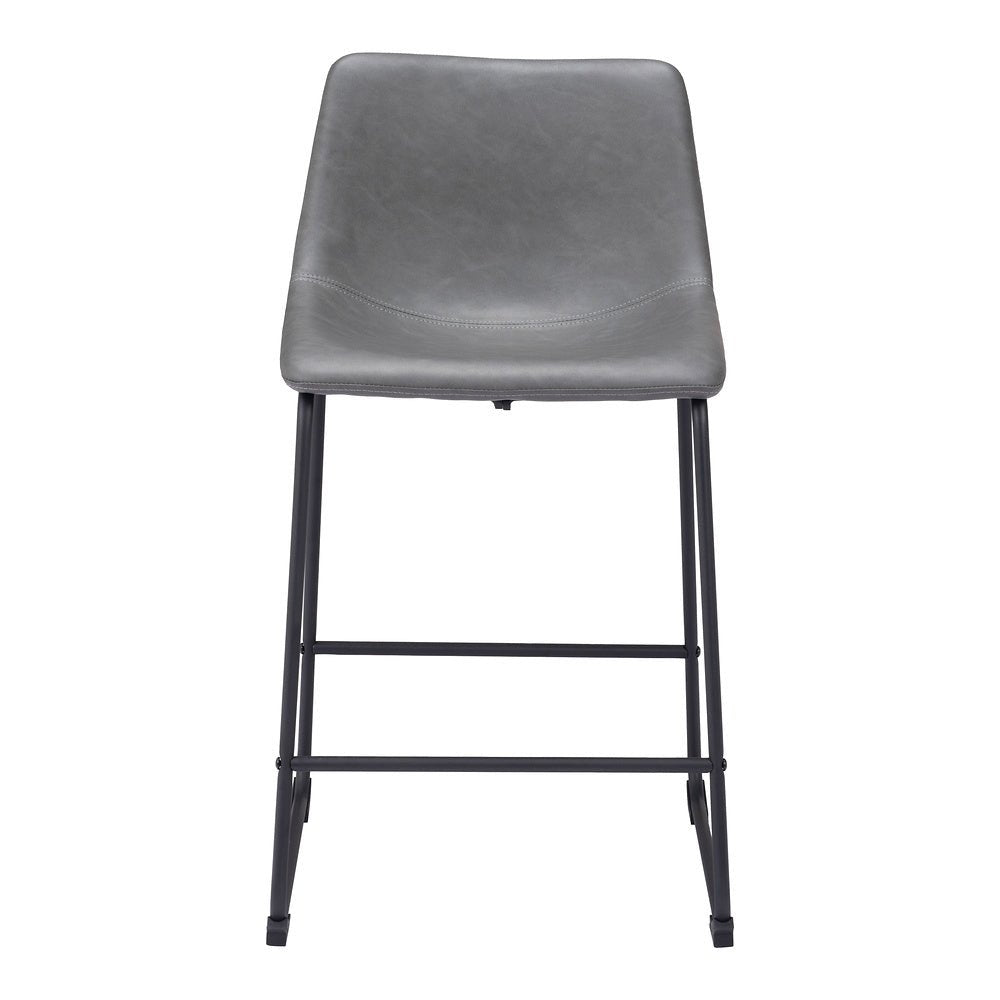 Banco Mostrador para Bar y Barra - ZUO SMART - Varios Colores - Asiento y Respaldo Tapizados en Piel Sintética - 109324 - Zuo - NOGAL BEAT - Banco Comercial