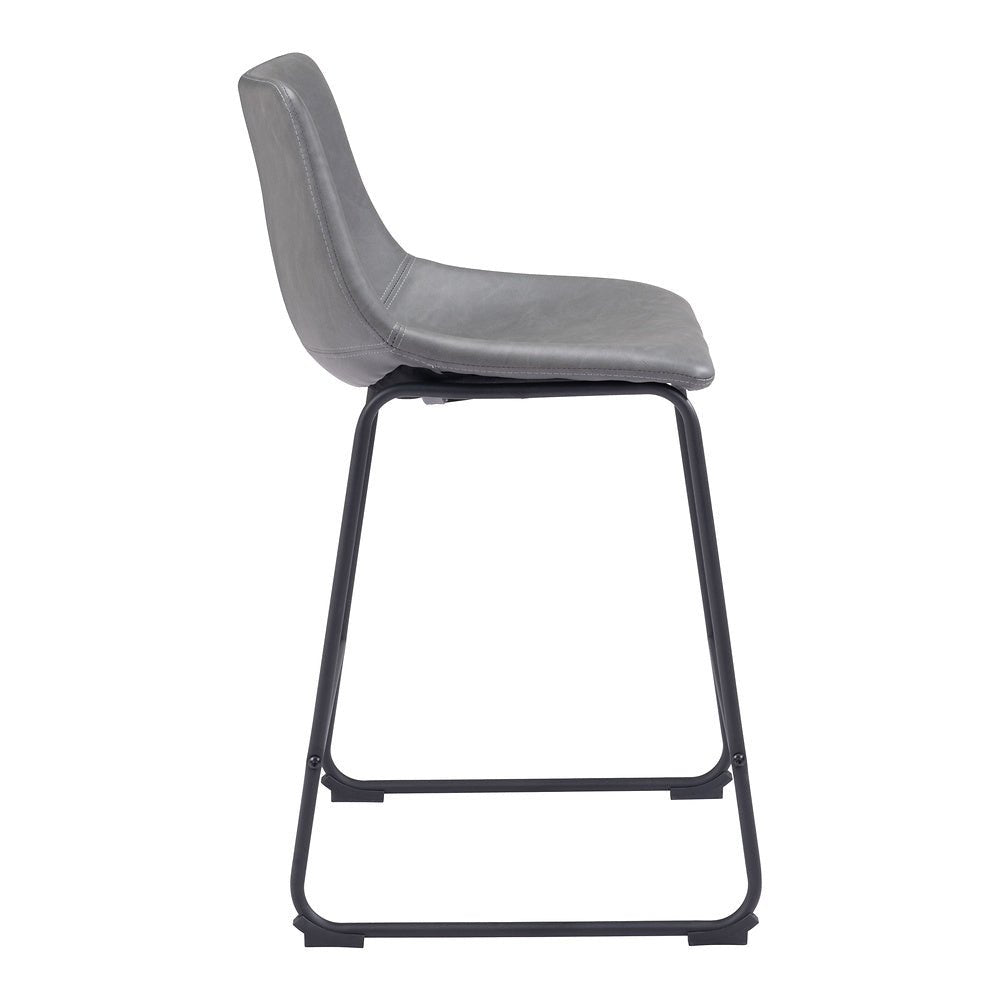Banco Mostrador para Bar y Barra - ZUO SMART - Varios Colores - Asiento y Respaldo Tapizados en Piel Sintética - 109324 - Zuo - NOGAL BEAT - Banco Comercial