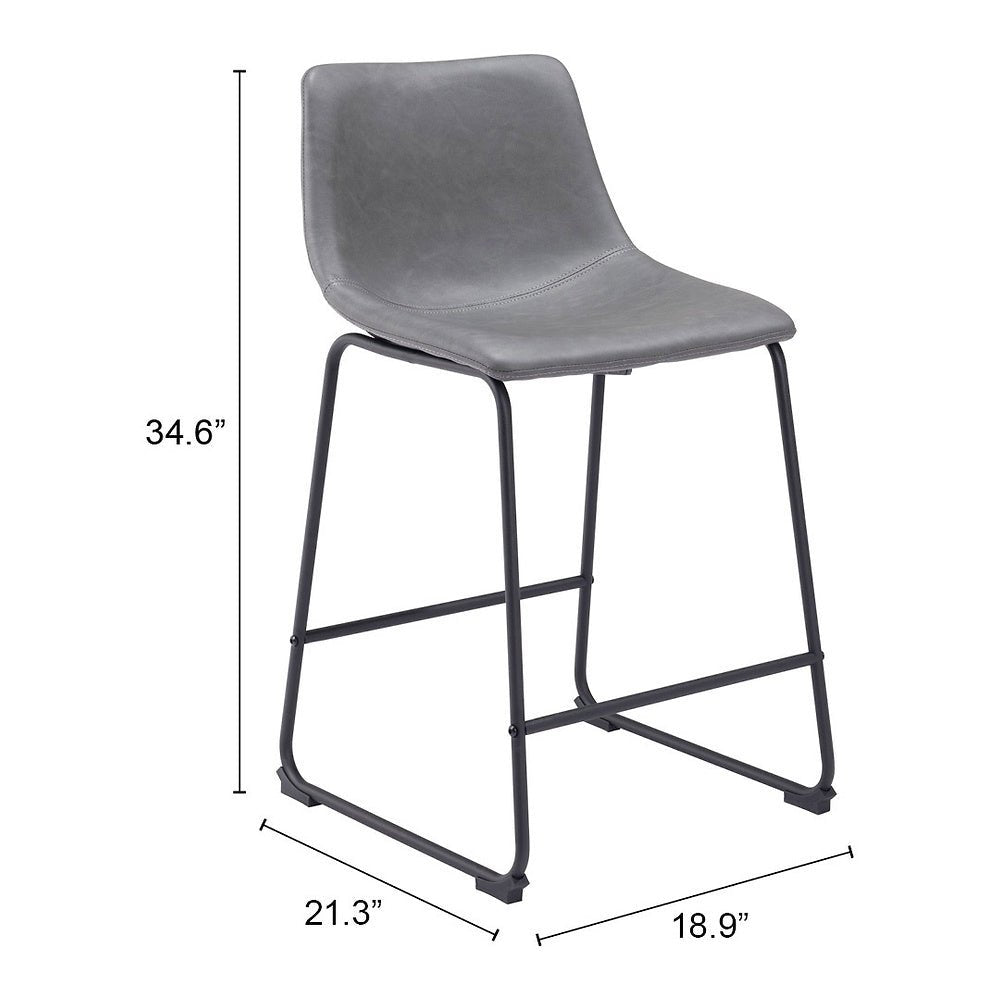 Banco Mostrador para Bar y Barra - ZUO SMART - Varios Colores - Asiento y Respaldo Tapizados en Piel Sintética - 109324 - Zuo - NOGAL BEAT - Banco Comercial
