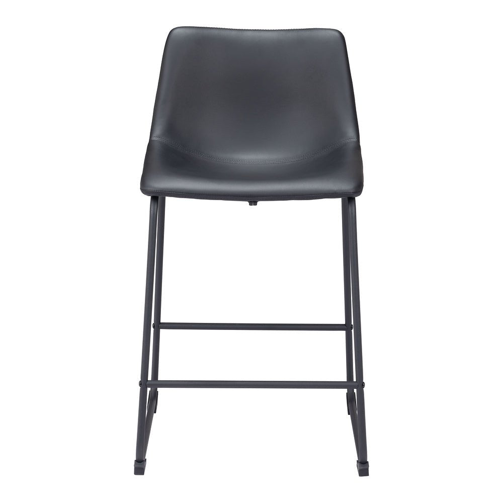 Banco Mostrador para Bar y Barra - ZUO SMART - Varios Colores - Asiento y Respaldo Tapizados en Piel Sintética - 109649 - Zuo - NOGAL BEAT - Banco Comercial