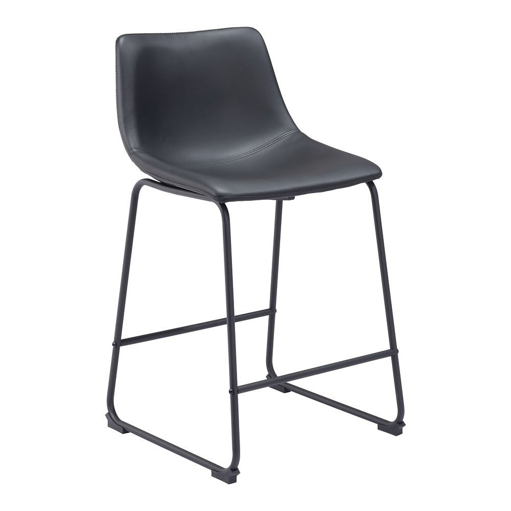 Banco Mostrador para Bar y Barra - ZUO SMART - Varios Colores - Asiento y Respaldo Tapizados en Piel Sintética - 109649 - Zuo - NOGAL BEAT - Banco Comercial