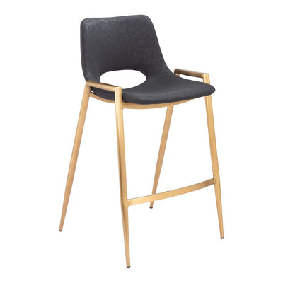 Banco Mostrador para Barra de Hotel - ZUO DESI 52x53 109552 - Varios Colores - Asiento y Respaldo Tapizados en Piel Sintética - 109552 - Zuo - NOGAL BEAT - Banco Comercial