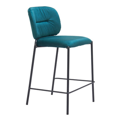 Banco Mostrador para Barra de Hotel - ZUO PLAT - Varios Colores - Asiento y Respaldo Tapizados en Tela Tipo Terciopelo - 110340 - Zuo - NOGAL BEAT - Banco Comercial
