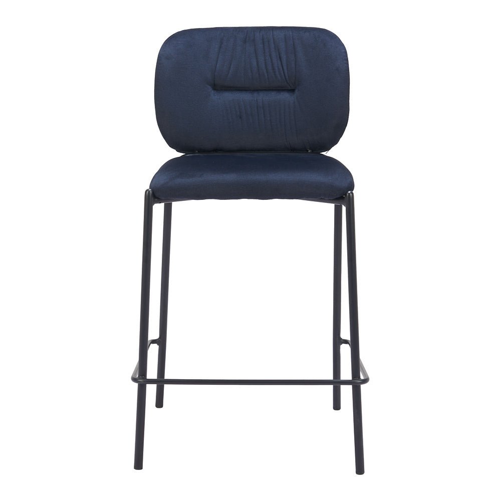 Banco Mostrador para Barra de Hotel - ZUO PLAT - Varios Colores - Asiento y Respaldo Tapizados en Tela Tipo Terciopelo - 110341 - Zuo - NOGAL BEAT - Banco Comercial