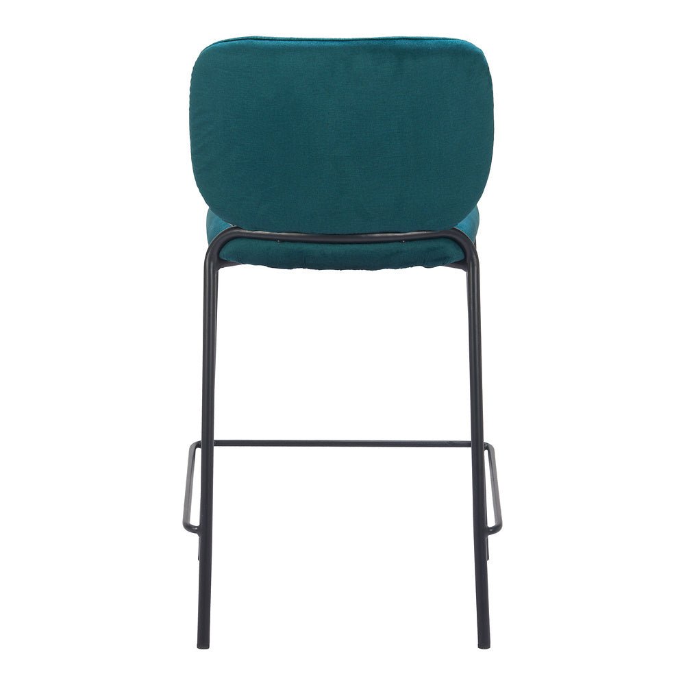 Banco Mostrador para Barra de Hotel - ZUO PLAT - Varios Colores - Asiento y Respaldo Tapizados en Tela Tipo Terciopelo - 110340 - Zuo - NOGAL BEAT - Banco Comercial