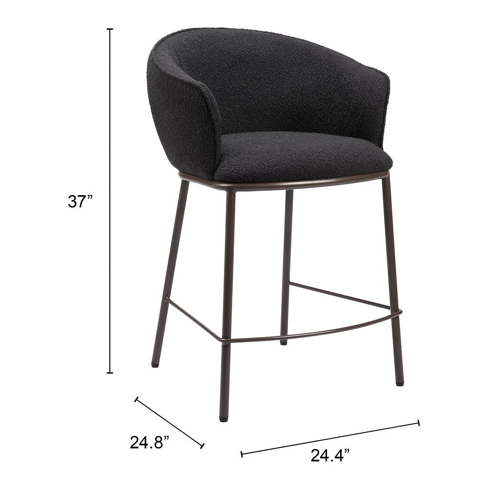 Banco Mostrador para Cantina - ZUO ESSEN - Varios Colores - Asiento y Respaldo Tapizados en Tejido Texturizado - 109809 - Zuo - NOGAL BEAT - Banco Comercial