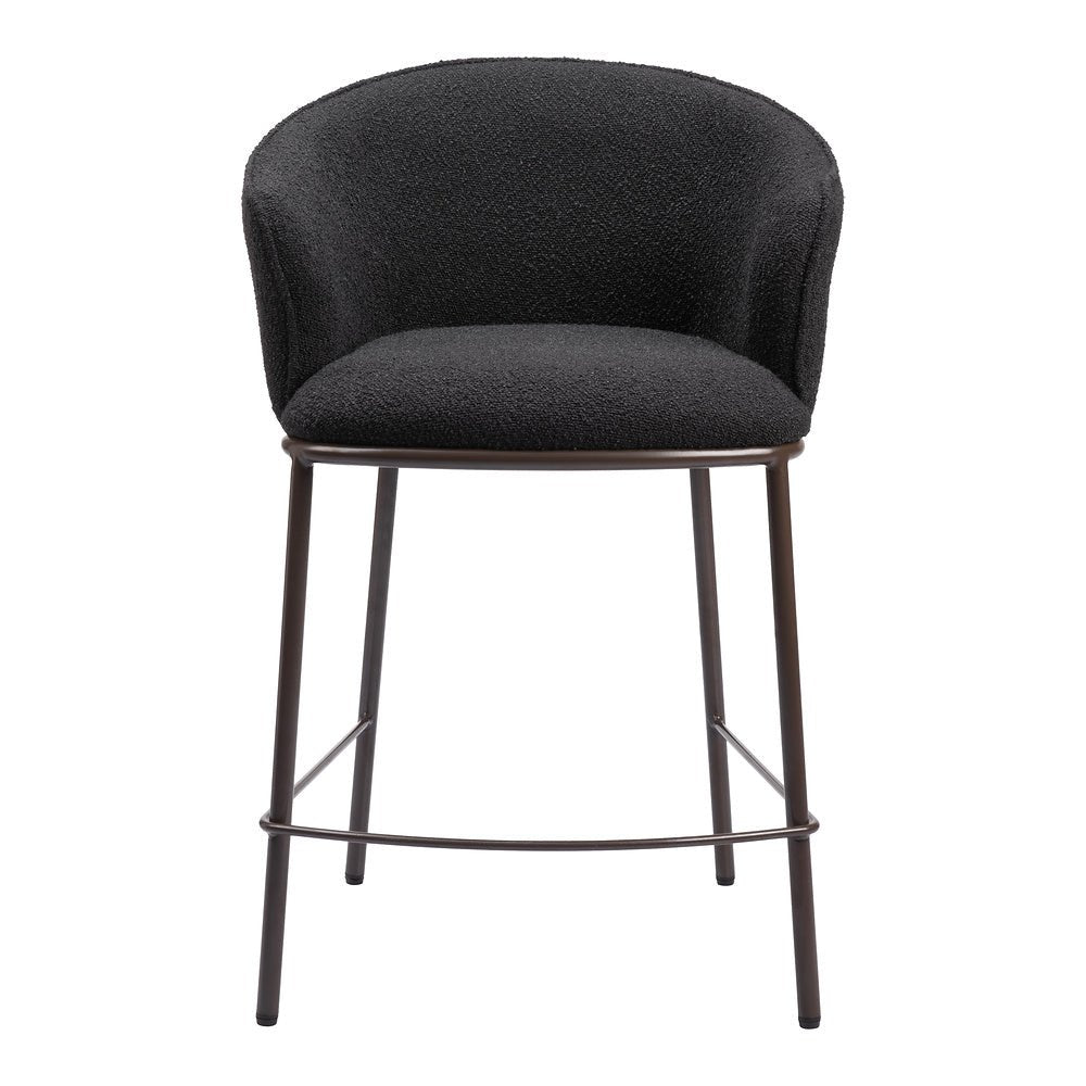 Banco Mostrador para Cantina - ZUO ESSEN - Varios Colores - Asiento y Respaldo Tapizados en Tejido Texturizado - 109809 - Zuo - NOGAL BEAT - Banco Comercial