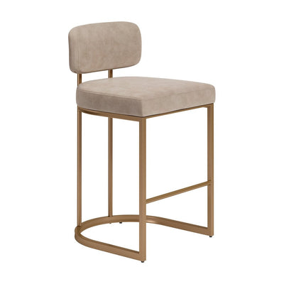 Banco Mostrador para Cantina - ZUO VELAR 47x51 110850 - Varios Colores - Asiento y Respaldo Tapizados en Piel Sintética - 110850 - Zuo - NOGAL BEAT - Banco Comercial