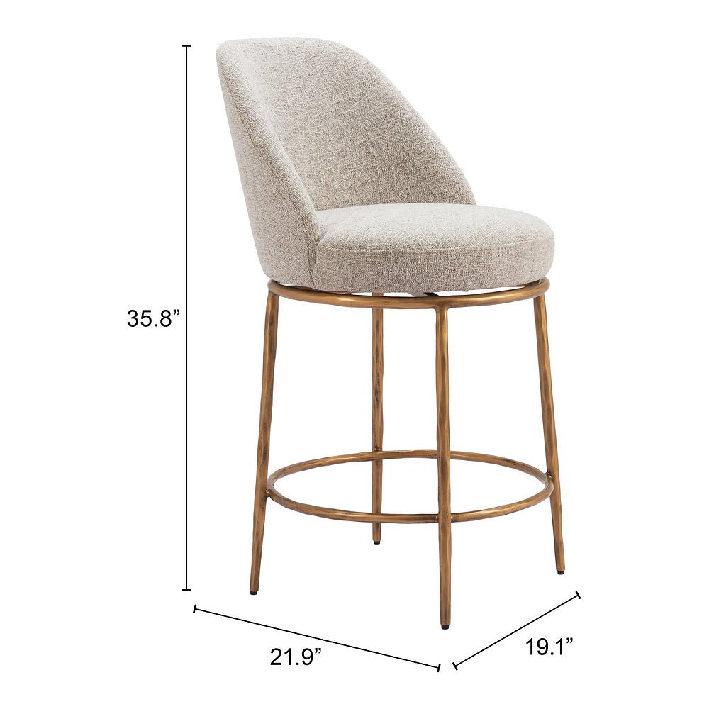 Banco Mostrador para Restaurante - ZUO NORDHAVN - Varios Colores - Asiento y Respaldo Tapizados en Tejido Texturizado - 110272 - Zuo - NOGAL BEAT - Banco Comercial