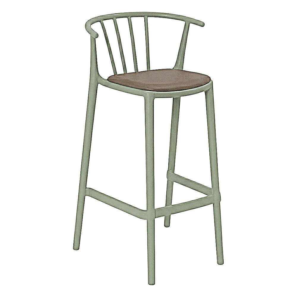 Banco para Barras Asiento Tapizado - RESOL WOODY ALTO - Varios Colores - Tejido Acrílico Tintado en Masa - 07105 - Resol - NOGAL BEAT - Banco Comercial