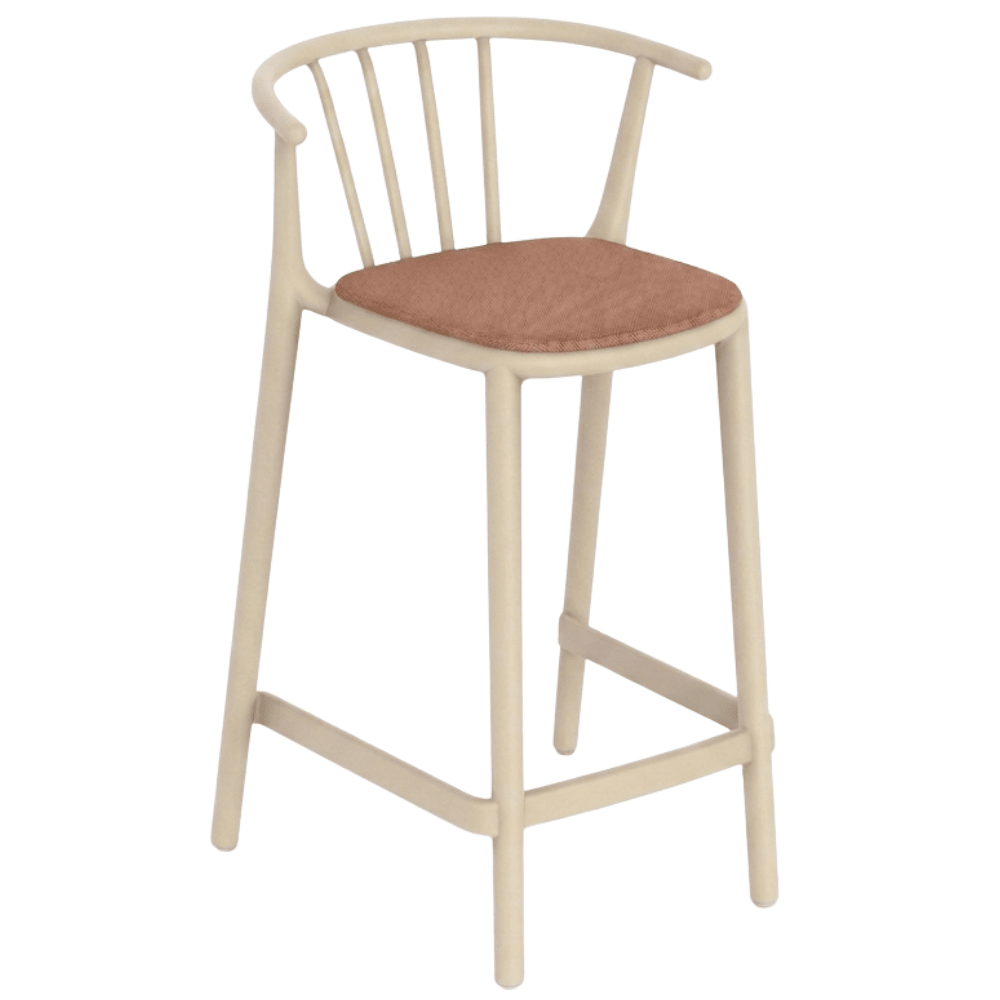 Banco para Barras Asiento Tapizado - RESOL WOODY MEDIO - Varios Colores - Tejido Acrílico Tintado en Masa - 7102 - Resol - NOGAL BEAT - Banco Comercial