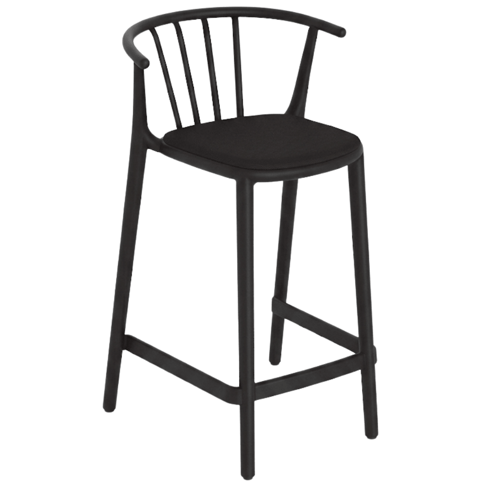 Banco para Barras Asiento Tapizado - RESOL WOODY MEDIO - Varios Colores - Tejido Acrílico Tintado en Masa - 7109 - Resol - NOGAL BEAT - Banco Comercial