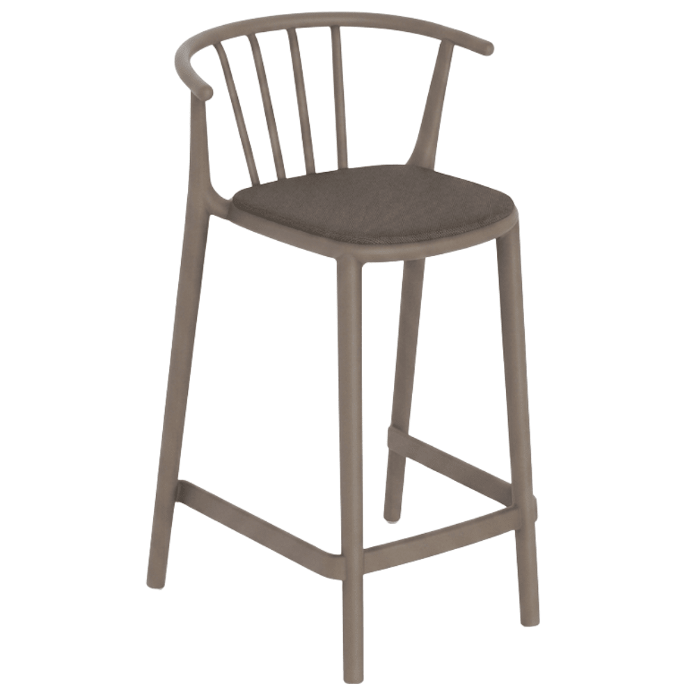 Banco para Barras Asiento Tapizado - RESOL WOODY MEDIO - Varios Colores - Tejido Acrílico Tintado en Masa - 7104 - Resol - NOGAL BEAT - Banco Comercial