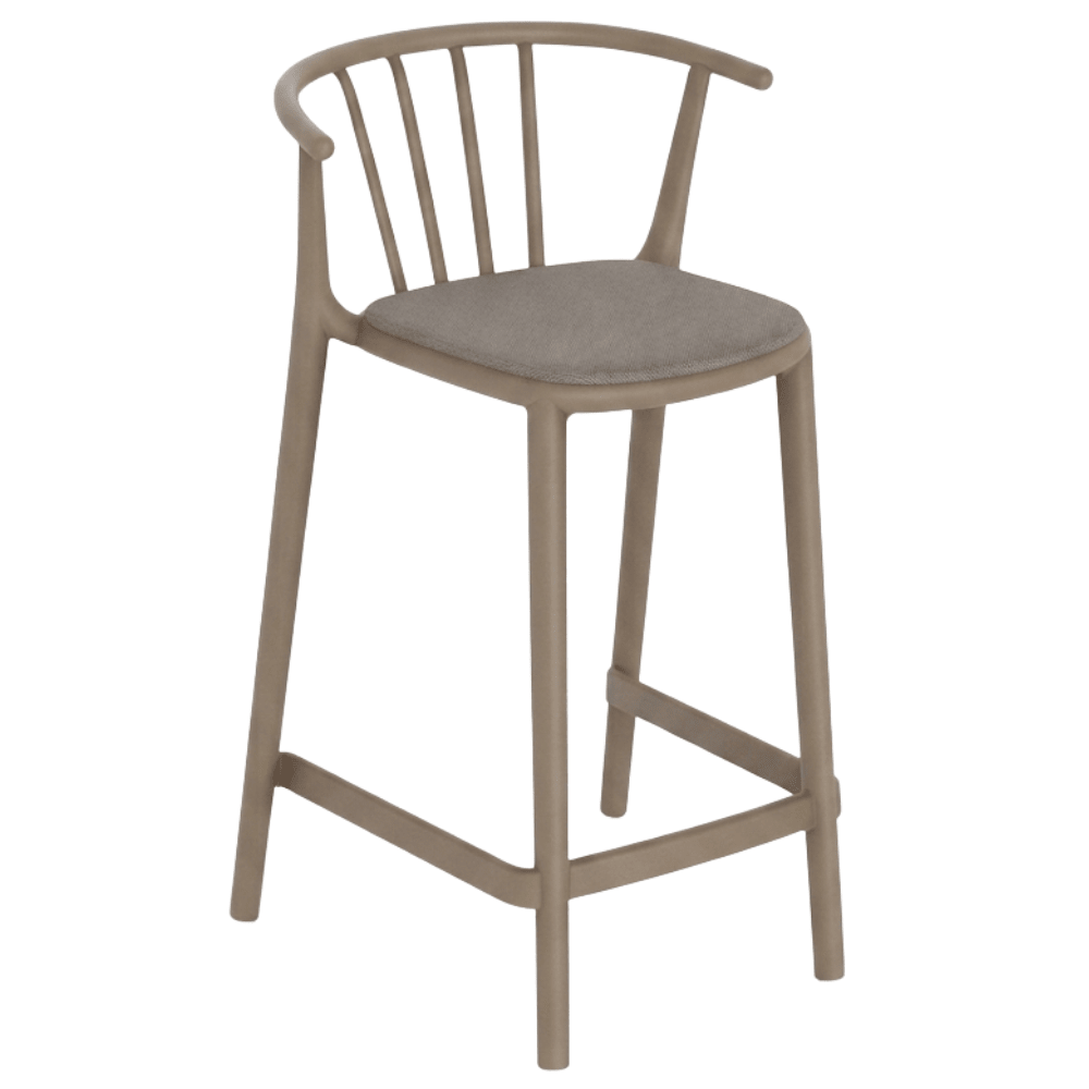 Banco para Barras Asiento Tapizado - RESOL WOODY MEDIO - Varios Colores - Tejido Acrílico Tintado en Masa - 7103 - Resol - NOGAL BEAT - Banco Comercial