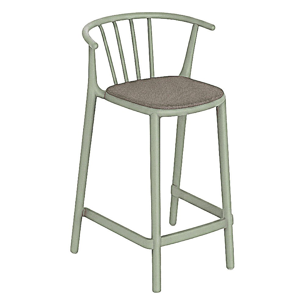 Banco para Barras Asiento Tapizado - RESOL WOODY MEDIO - Varios Colores - Tejido Acrílico Tintado en Masa - 07105 - Resol - NOGAL BEAT - Banco Comercial