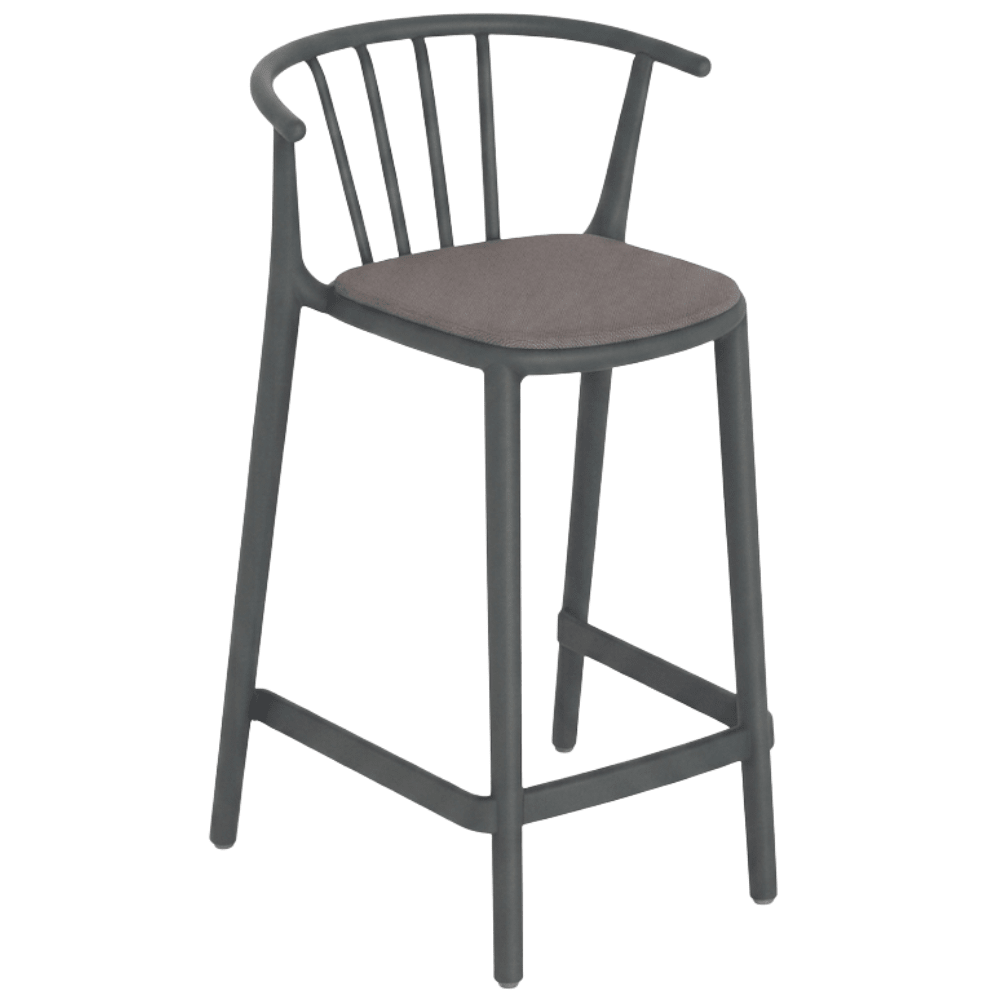 Banco para Barras Asiento Tapizado - RESOL WOODY MEDIO - Varios Colores - Tejido Acrílico Tintado en Masa - 7106 - Resol - NOGAL BEAT - Banco Comercial