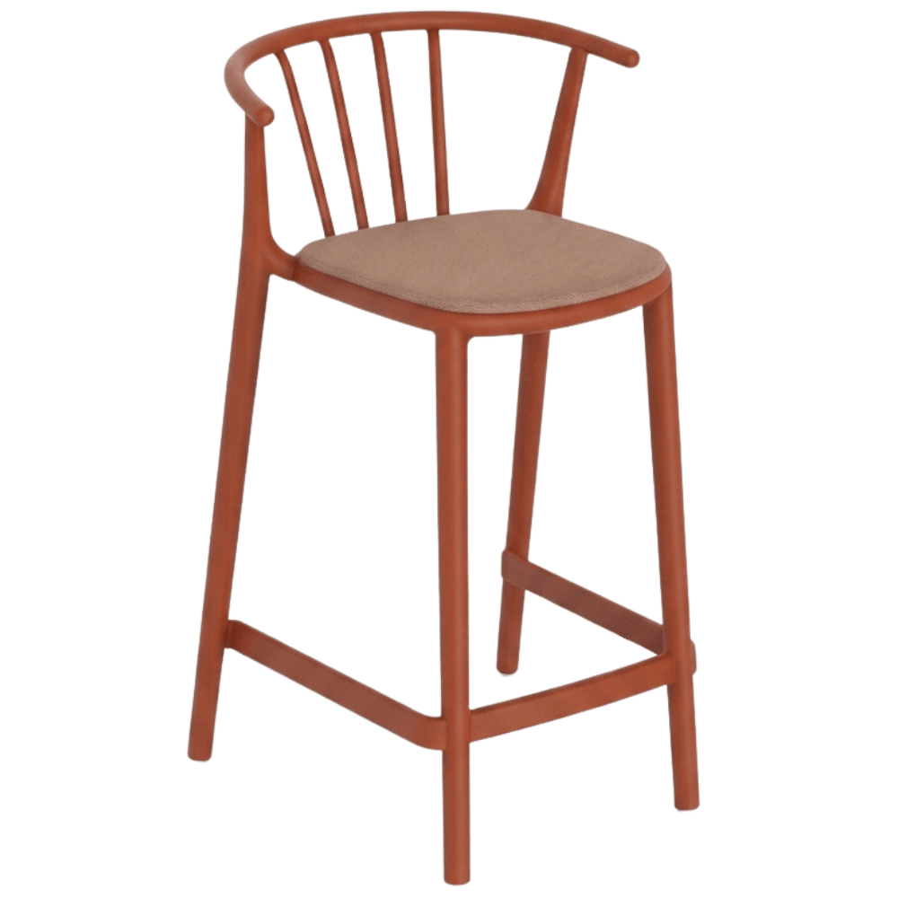 Banco para Barras Asiento Tapizado - RESOL WOODY MEDIO - Varios Colores - Tejido Acrílico Tintado en Masa - 7110 - Resol - NOGAL BEAT - Banco Comercial