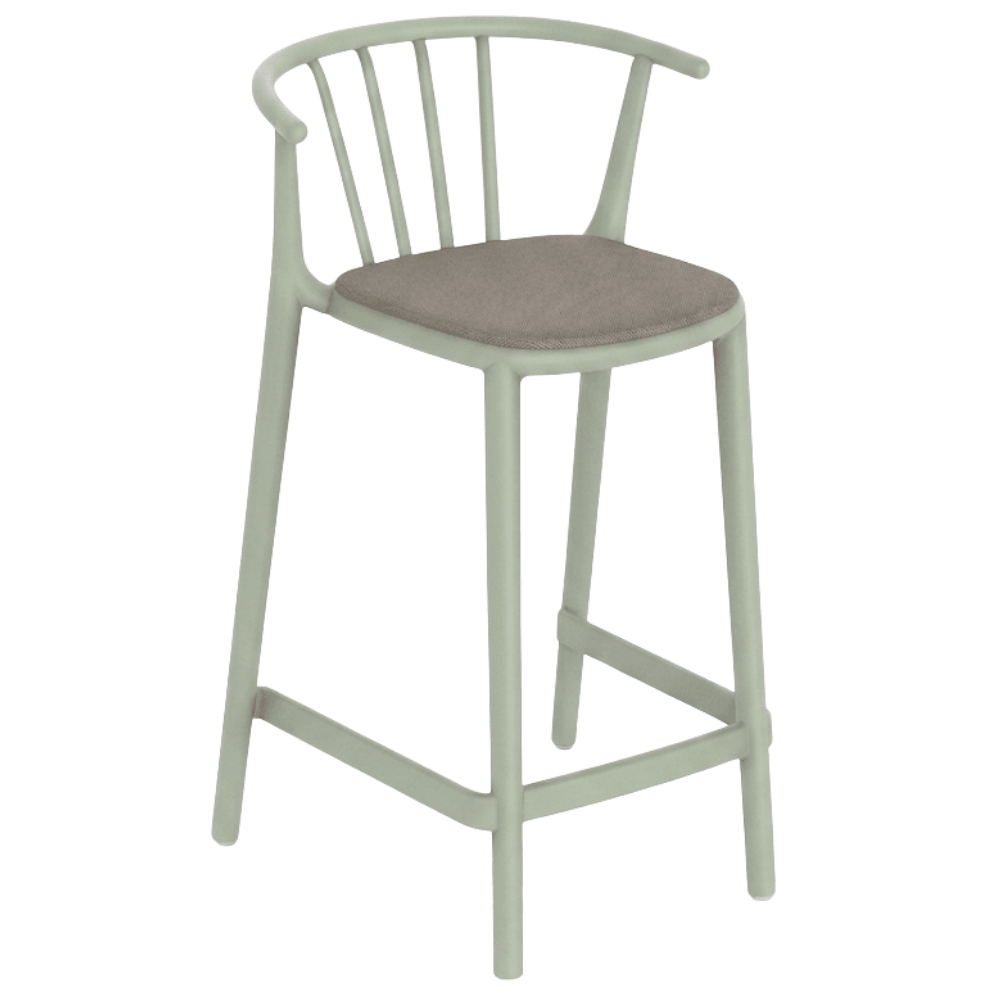 Banco para Barras Asiento Tapizado - RESOL WOODY MEDIO - Varios Colores - Tejido Acrílico Tintado en Masa - 7105 - Resol - NOGAL BEAT - Banco Comercial