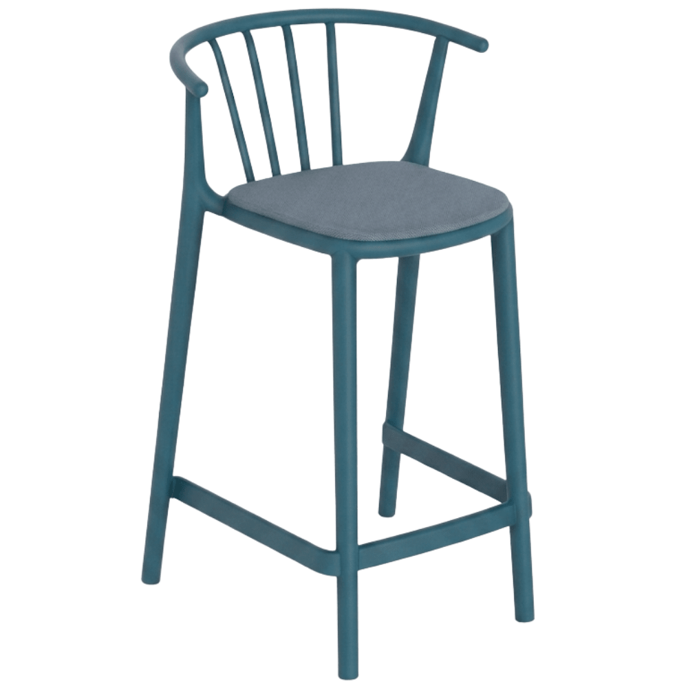Banco para Barras Asiento Tapizado - RESOL WOODY MEDIO - Varios Colores - Tejido Acrílico Tintado en Masa - 7108 - Resol - NOGAL BEAT - Banco Comercial