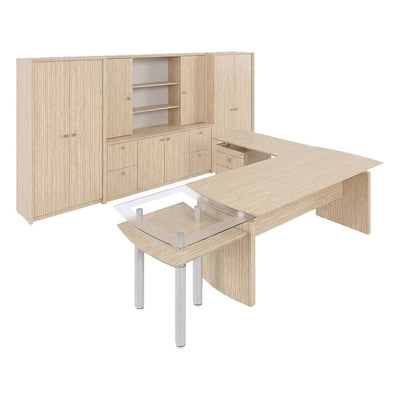 Conjunto CEO para Oficina de Dirección - GEBESA CONTEMPO - Frente 360 cm - Con Puertas de Chapa - GCC100SV - GEBESA - NOGAL BEAT - Escritorio de Oficina