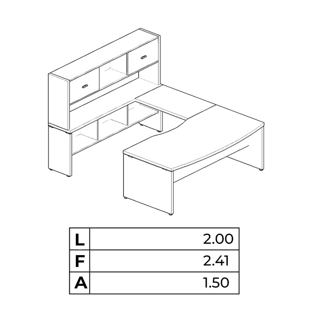 CONJUNTO EJECUTIVO NEWFORM KP3SA20SL - N4 + KP3AA10 - N4 + KP3MF14 - N4 | Conjunto para Oficina | Puente | Credenza | Librero | Interior - KP3SA20SL - N4 + KP3AA10 - N4 + KP3MF14 - N4 - NEWFORM - NOGAL BEAT - Mobiliario