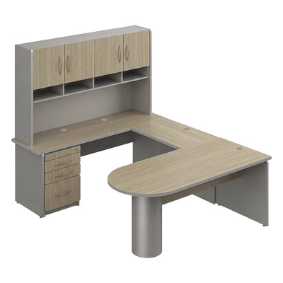Conjunto Ejecutivo para Oficina Privada - GEBESA SPAZIO - Frente 180.8 cm - GBS120 - GEBESA - NOGAL BEAT - Escritorio de Oficina