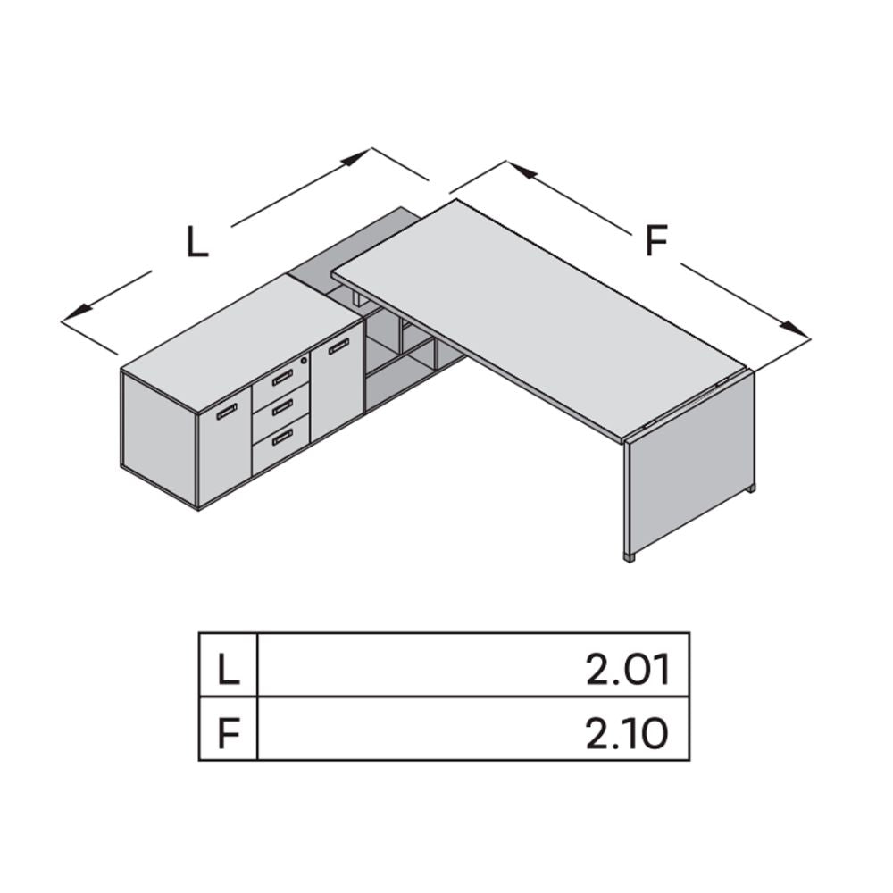 CONJUNTO NEWFORM TOWER EVO ESC0TESF18LL3Q | Conjunto de 201 x 210 | Cubierta Principal 175x90 | Costado Laminado | Tanche' fresno Gris | Contenedores Abiertos | Gris Quarzo | Interior - ESC0TESF18LL3Q - NEWFORM - NOGAL BEAT - Mobiliario