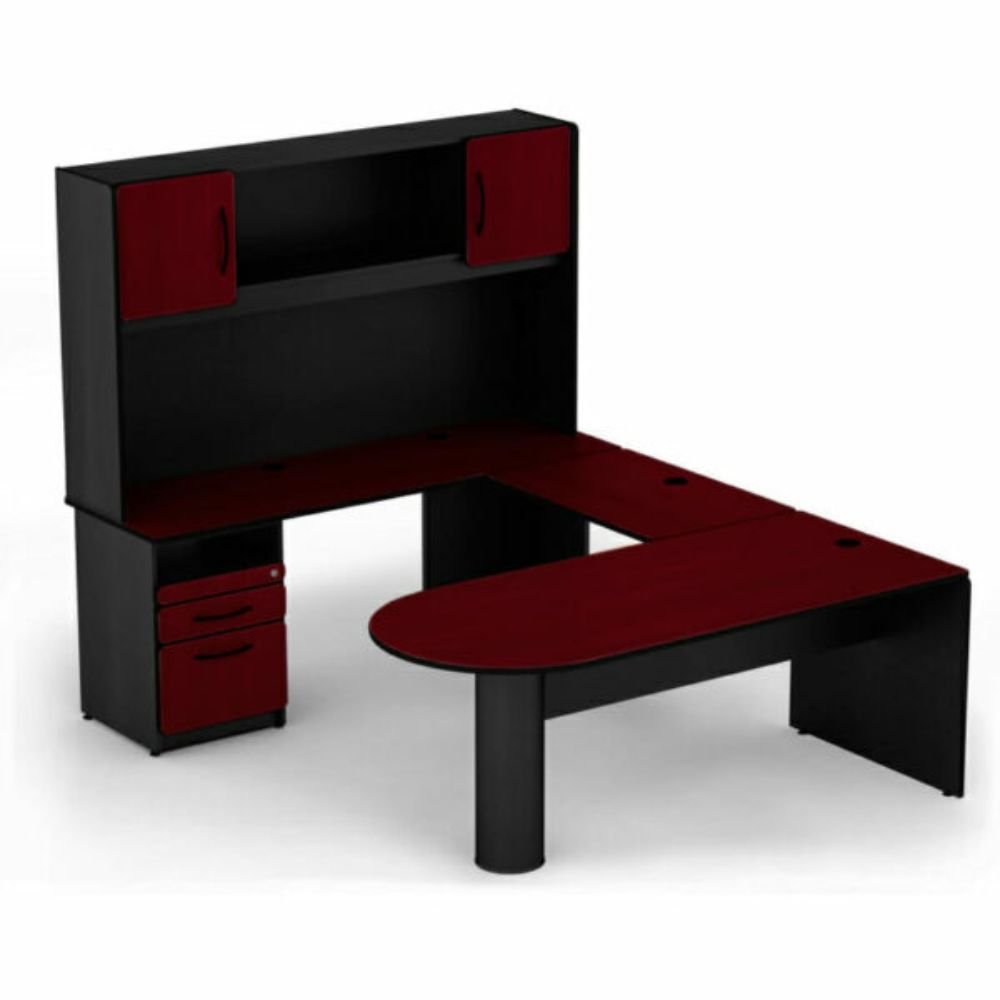 CONJUNTO OFIK TROT 176 | Conjunto Ejecutivo | Lateral | Credenza | Librero | Escritorio | Cherry/Negro | Interior - 176 - OFIK - NOGAL BEAT - Mobiliario