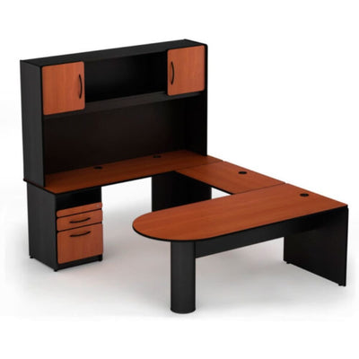 CONJUNTO OFIK TROT 177 | Conjunto Ejecutivo | Escritorio | Lateral | Credenza | Librero | Pera/Negro | Interior - 177 - OFIK - NOGAL BEAT - Mobiliario