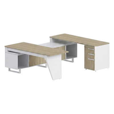 Conjunto Semi Ejecutivo para Oficina Privada - GEBESA G-CONNECT - Pata Delta - Frente 180 cm - Izquierda - GBG131LCN - GEBESA - NOGAL BEAT - Escritorio de Oficina