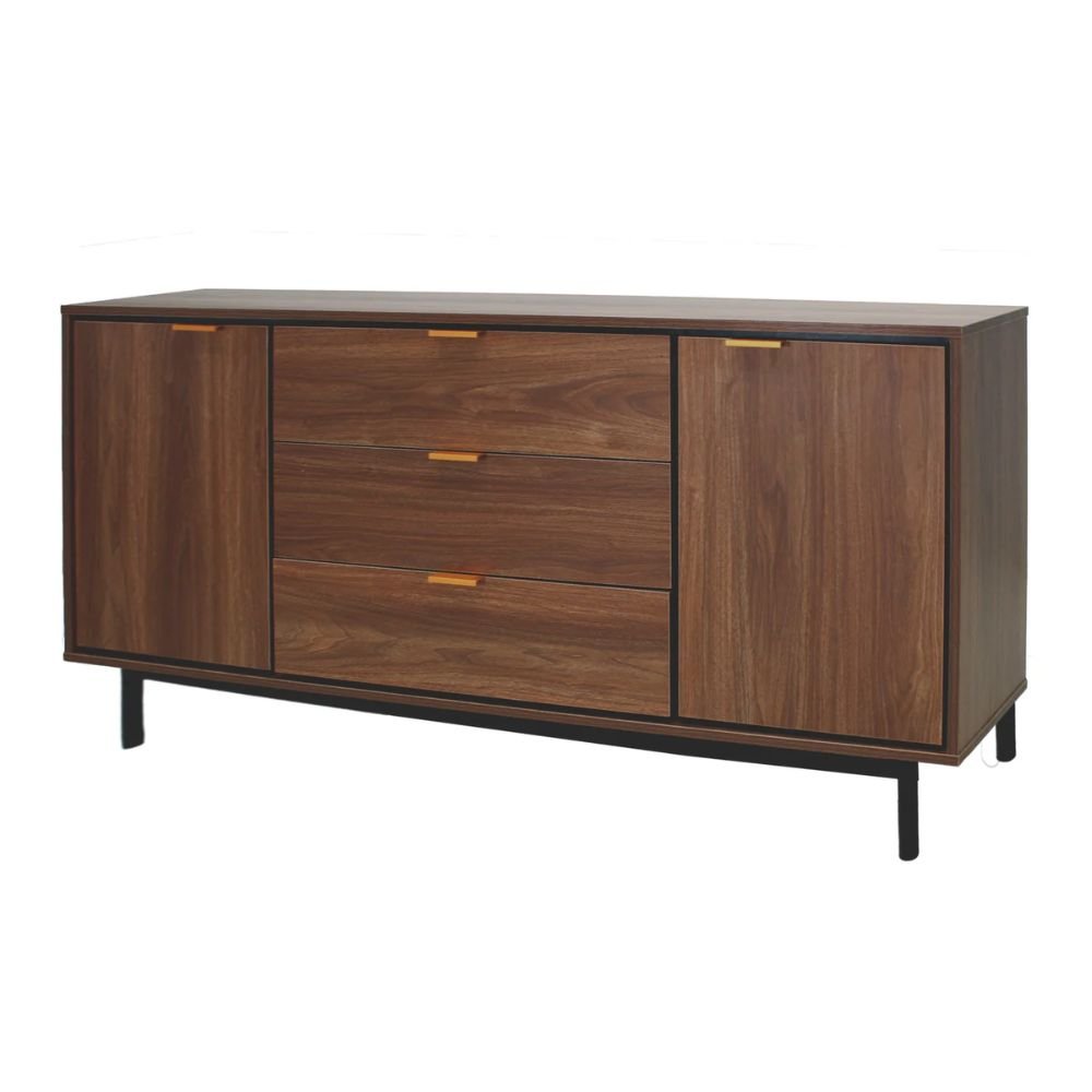 CREDENZA NOGAL BEAT CRED0903743 PORTOFINO | Credenza Ocasional para Sala Comedor | Melamina | Estructura Metálica | Interior - CRED0903743 - Mundo In - NOGAL BEAT - Credenza