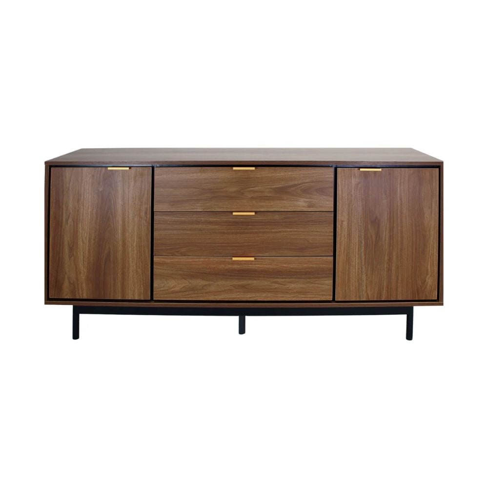 CREDENZA NOGAL BEAT CRED0903743 PORTOFINO | Credenza Ocasional para Sala Comedor | Melamina | Estructura Metálica | Interior - CRED0903743 - Mundo In - NOGAL BEAT - Credenza